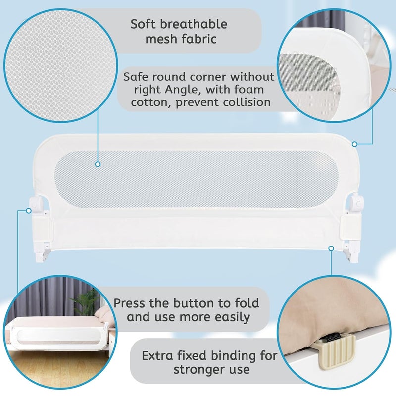 Y- STOP Bed Rail for Toddlers Convertible Toddler Bed Rails for Crib, Baby Bed Rail Guard, Sturdy Crib Rail Guard with Reinforced, Sturdy Crib Rail Guard with Anchor Safety (White) - Image 5